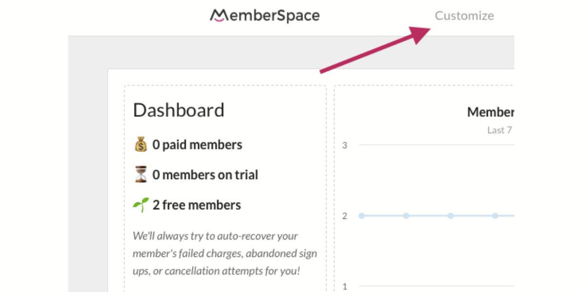 MemberSpace Customize Menu